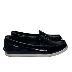 Cole Haan Pinch Navy Patent Leather Weekender Loafers Marine SZ 7.5  Old Money